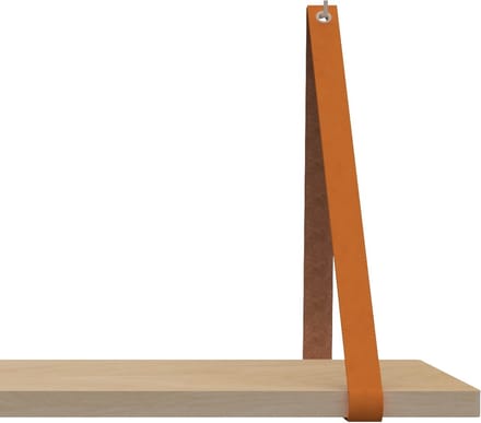 Leren Plankdragers - Handles and more® - 100% leer - ORANJE - set van 2 leren plank banden