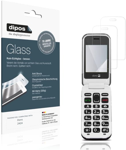 dipos – 2x Pantserfolie geschikt voor Doro 2424 | 9H Screenprotector