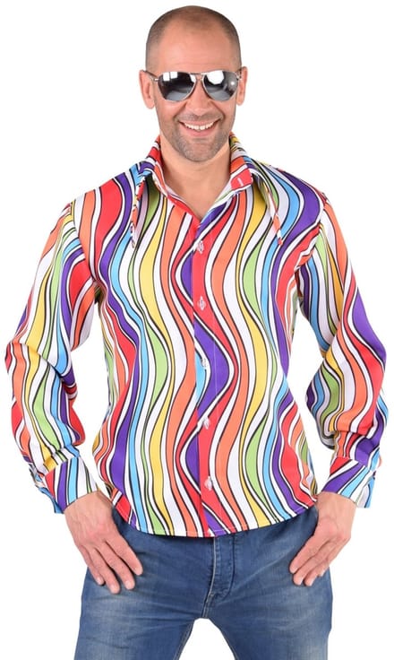 Hippie blouse rainbow waves - Maat 48