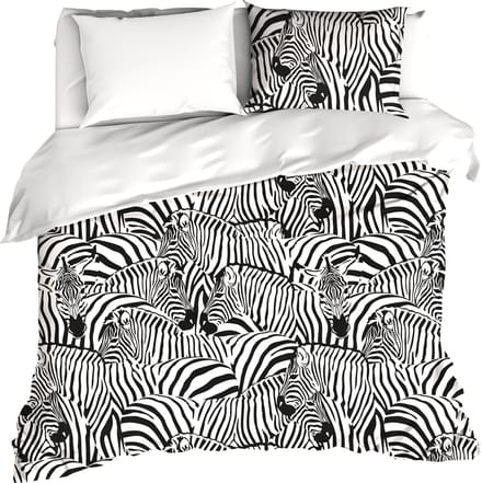 De Witte Lietaer Dekbedovertrek Zebra Eggshell - Tweepersoons - 200 x 200/220 cm - Katoen Satijn