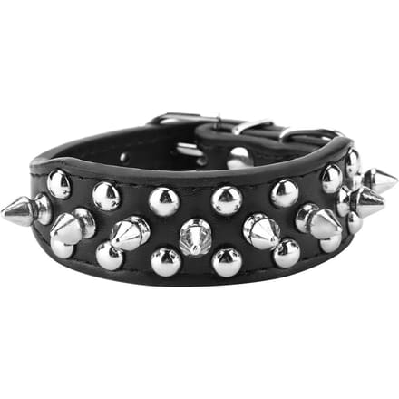 Halsband voor huisdieren Knappe PU Leer Veilig Comfortabel Spijkerhalsband voor honden black