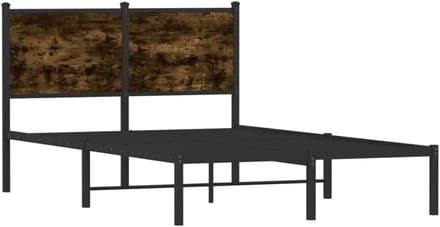 Tweepersoons Bedframe met Hoofdbord Metaal Gerookt Eikenkleurig 120x200 cm