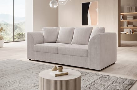 Meubella - Bankstel Alfort 3 - Beige - Ribstof
