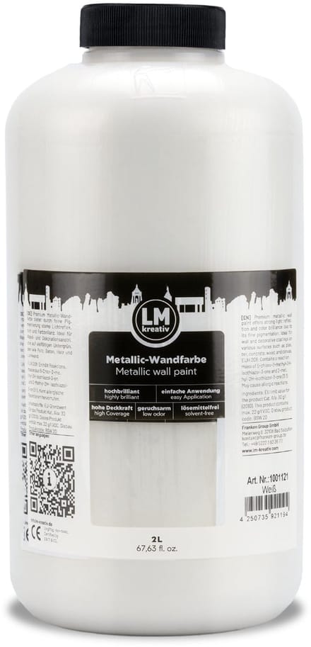 LM-Kreativ – Metallic wandverf – Wit – 2 l – Glans