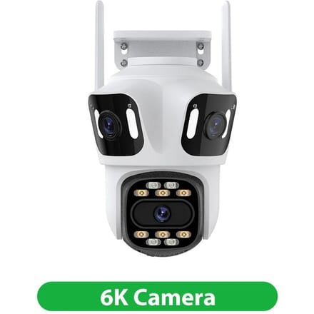 Caméra externe WiFi 6K HD IP caméra à trois écrans 4K extérieure double objectif suivi automatique sécurité caméra PTZ Surveillance iCsee 6K Camera
