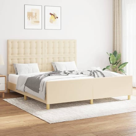 vidaXL - Bedframe - zonder - matras - stof - crèmekleurig - 160x200 - cm