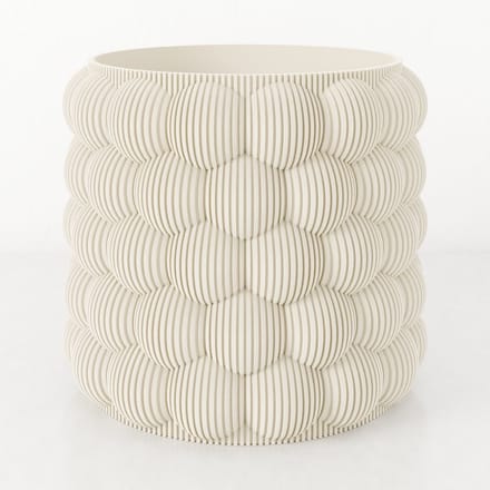 Fleuriek - Bloempot voor binnen - Beige gestreepte plantenpot van bio plastic - Ø12 cm
