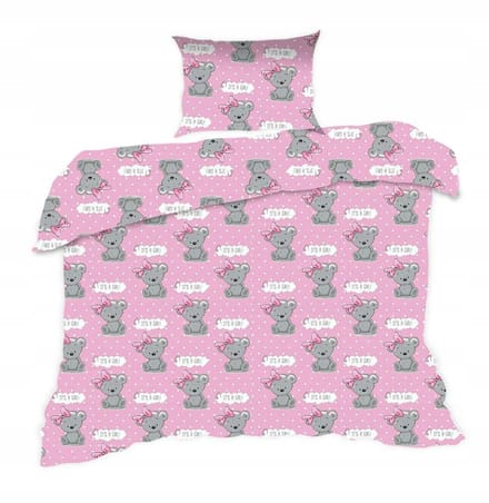 Kinderbeddengoed 100x135cm - Roze/Grijs met Kussensloop 40x60cm