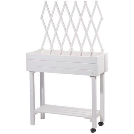 Moestuinbak moestuintafel oppottafel kweektafel plantentafel met trosondersteuning 79x28x130cm - wit