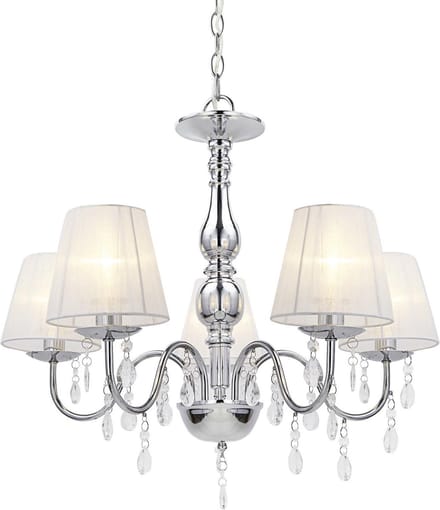 [lux.pro]® Kroonluchter 5 - armig - Isabelle - chroom, wit