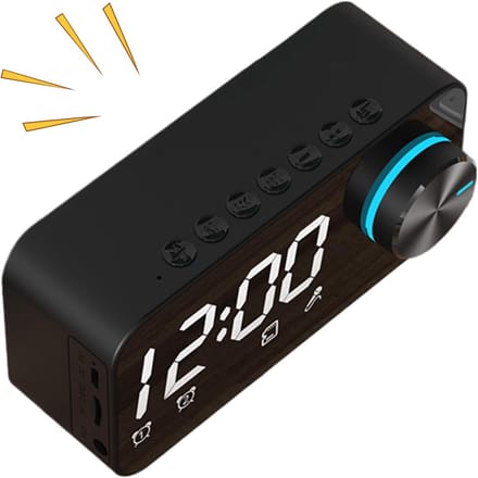 Spiegel Wekker - Touchscreen Klok - Muziek Luisteren - Ingebouwde Luidspreker - 47 mm Breed - Zwart