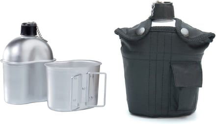 AB US aluminium veldfles 1L met beker en hoes, zwart