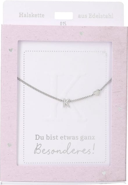 Depesche ketting zilver letter K met hartje - cadeau sieraden.