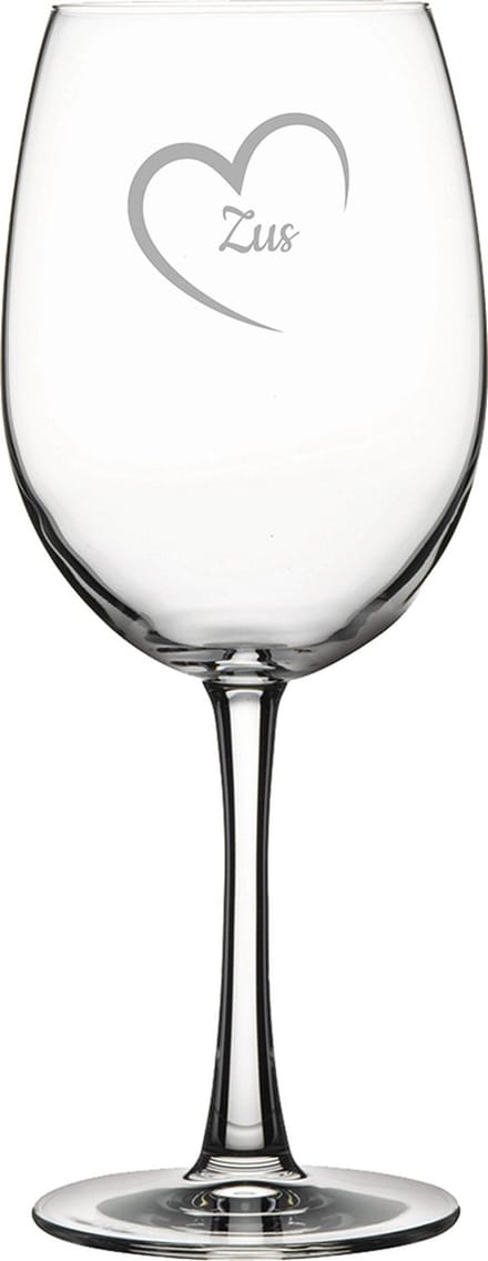 Gegraveerde Rode wijnglas 46cl Zus met hartje