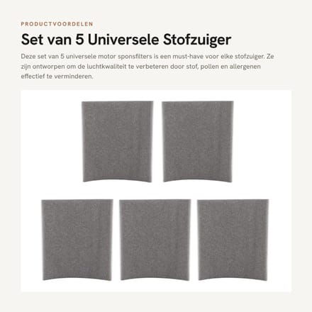 Dailygoods- Stofzuigerfilter Universeel - Motorfilter - Sponsfilter - Vervangingsonderdelen - 5 Stuks - Hoge Kwaliteit