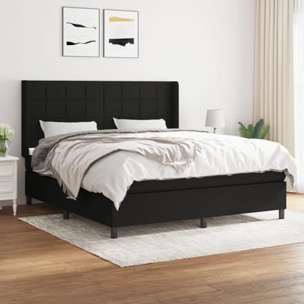 vidaXL - Boxspring - met - matras - stof - zwart - 160x200 - cm