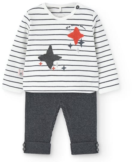 Boboli Knit Set Met Lange Mouwen Wit,Grijs 3 Months Meisje