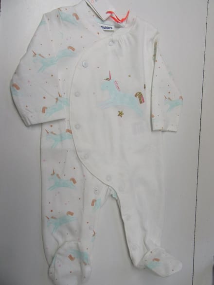 noukie's , pyjama , katoen , eenhoorn, off white met mint groen , 3 maand 62