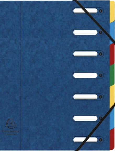 Exacompta 8x Sorteermap HARMONIKA® met uitrekbare rug en uitgesneden vensters - 7 indelingen - Blauw - 55072E