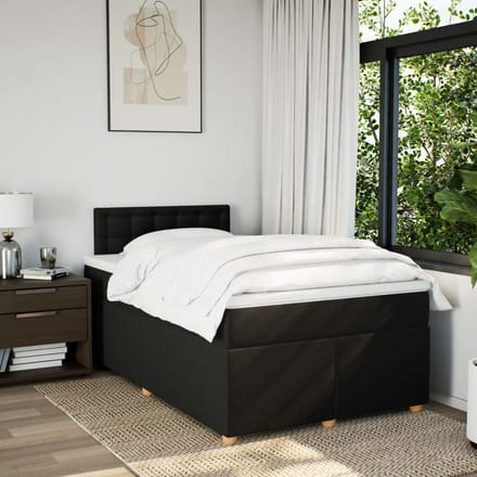 vidaXL - Boxspring - met - matras - stof - zwart - 120x190 - cm