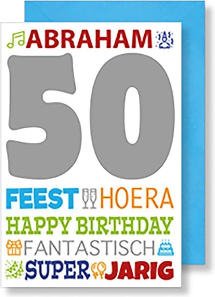 6x dubbele wenskaart met envelop - Gefeliciteerd - Abraham - 50 - 11,5 x 17 cm