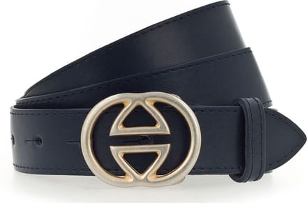 Vanzetti Leren Riem Leather Buckel Belt W80 Marine Donkerblauw