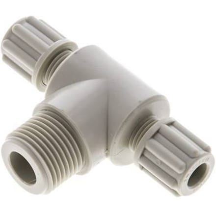 6x4mm En G3/8'' PP T-Vormige Knelfitting Met Buitendraad 10 Bar