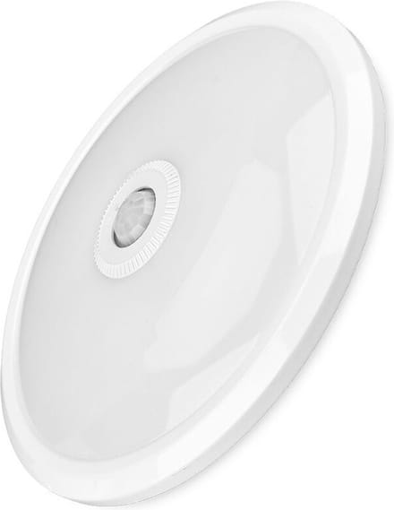 LED Plafondlamp met Sensor - Kingtron Sensin - 15W - Warm Wit 3000K - Rond - Mat Wit - Aluminium