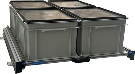 Aluminium schuifframe voor camper 80x60 cm inclusief 4 bakken met deksel