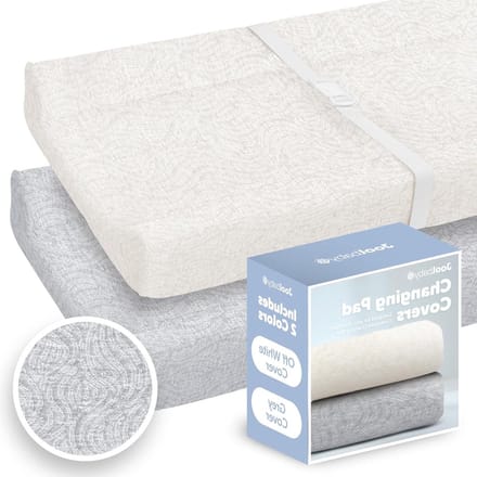 Jool Baby Changing Mat Set of 2 Soft and Comfortable Fits Most Standard Nappy Changing Pads (Off White and Grey - Golf)