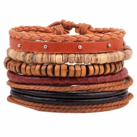 Fako Bijoux® - Armband Leer - Set Vintage - Bullet