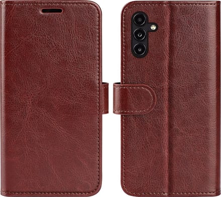 MobyDefend Hoesje - Geschikt voor Samsung Galaxy A14 - Wallet Book Case (Sluiting Achterkant) - Bruin