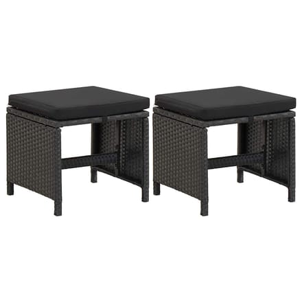 vidaXL - Tuinkrukken - 2 - st - met - kussens - poly - rattan - zwart