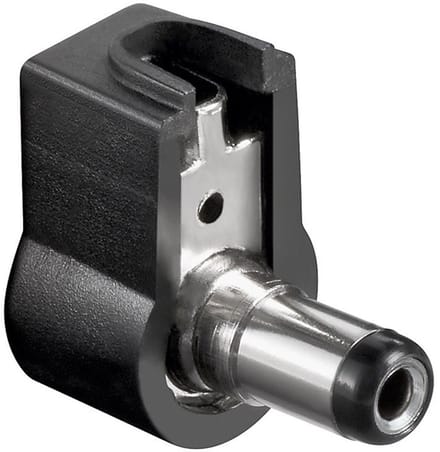 DC (m) connector haaks - 5,5 x 2,1 mm - soldeerbaar / zwart