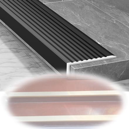 Aluminium trapprofiel - L-vorm profiel - Trappen afwerken - Antislip ontwerp - 91 cm lengte - Zilver