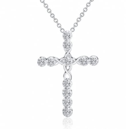 Ketting- Zilver- Kruis- Zirkonia - Charme Bijoux