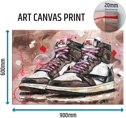 Sneaker canvas high - pink laces 90x60 cm