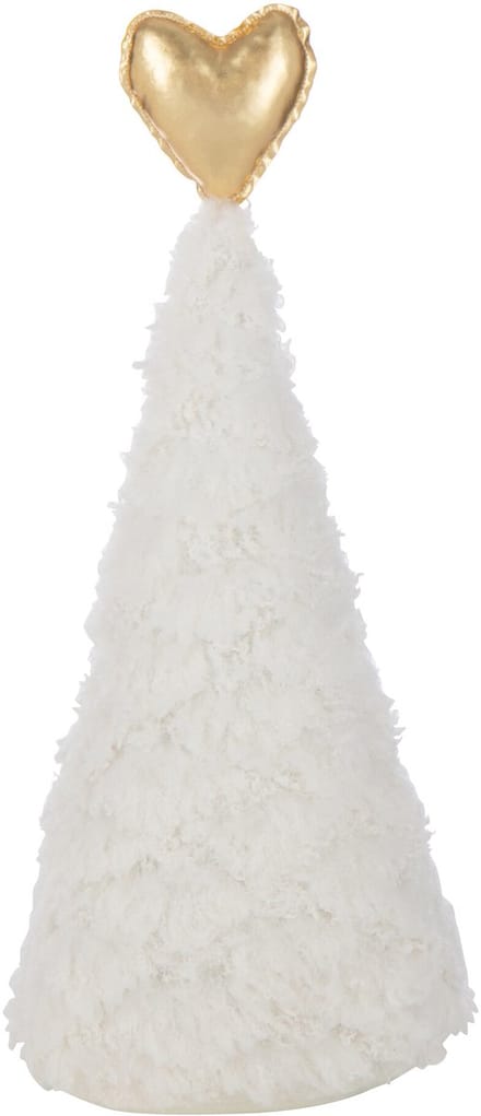 J-Line decoratie Kerstboom Hart - polyresin - wit/goud - medium