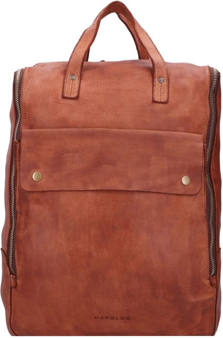 HAROLD'S Leren laptop rugzak rugzak met laptopvak Submarine Notebook Backpack Cognac bruine