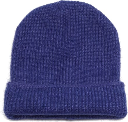 Blauw gebreide beanie - luxe damesmuts winter - zachte acryl - blauw - one size - STUDIO Ivana