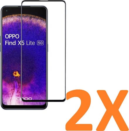 Volledige dekking Screenprotector Glas - Tempered Glass Screen Protector Geschikt voor: Oppo Find X5 lite -  - 2x