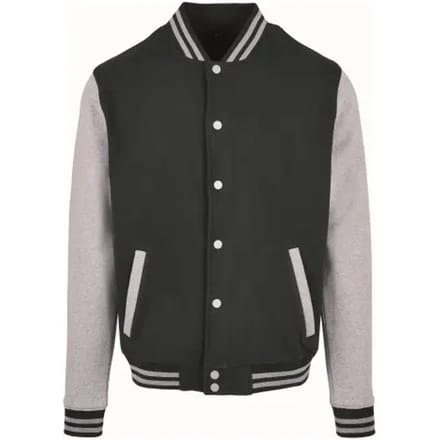 Build your Brand Basic College Jacket BYBB004 - BLACK/HEATHER GREY - 4XL
