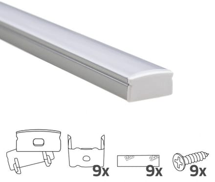 Led strip profiel 4M opbouw - 8 mm hoog - Led profiel opbouw - Wit