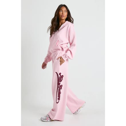 boohoo Dames Ath Archive Jogger met rechte pijpen en applique van dezelfde stof | Roze | Maat: Medium