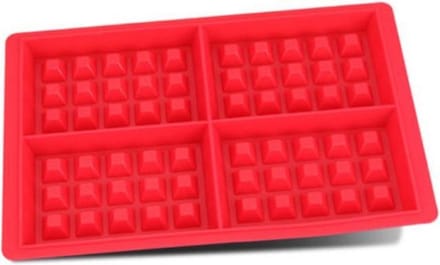 Siliconen wafel vorm | keukentool | 4 wafels | rood