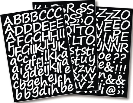 Rayher Alfabet letter stickers - A tm Z - wit - herbruikbaar - 3 cm - hobby/DIY
