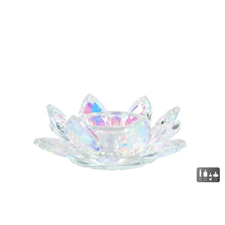 Theelichthouder Lotus pearl glas 12x12x4cm