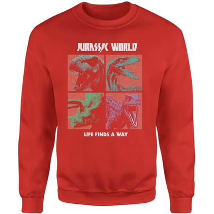Jurassic Park World Four Colour Faces Sweatshirt - Red - XXL