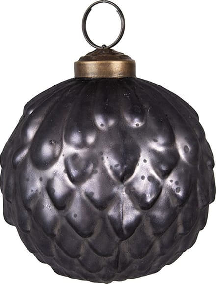 Clayre & Eef Kerstbal Overig Ø 8x8 cm Grijs Glas Kerstballen