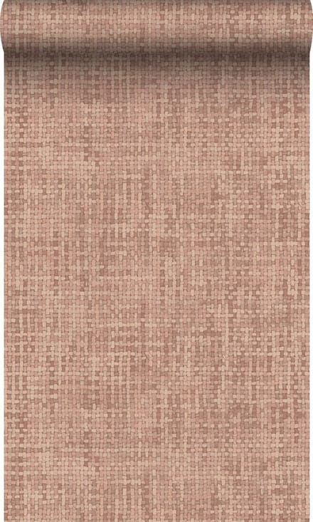 Origin Wallcoverings behang geweven linnenstructuur terracotta roze - 50 x 900 cm - 348054